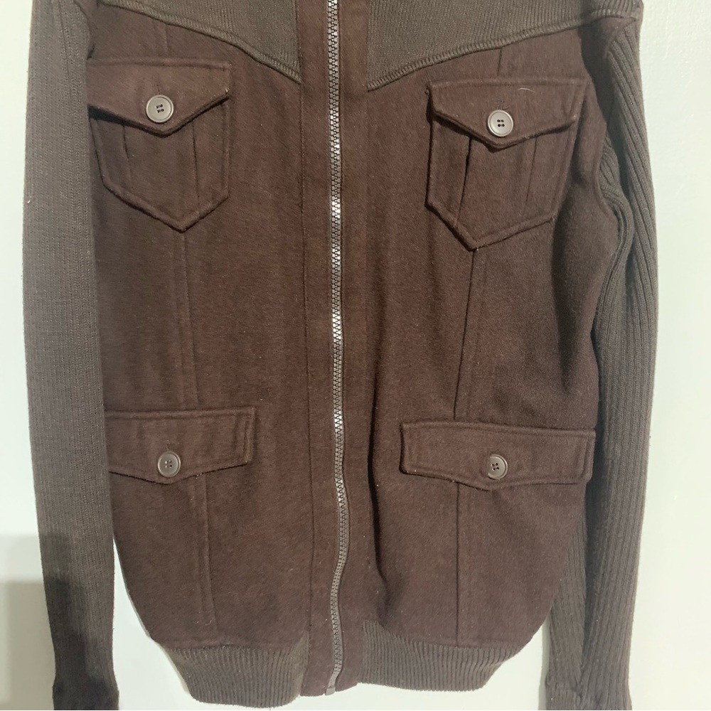 Basic Code Mens Sweater Jacket Brown Full Zper Si… - image 3